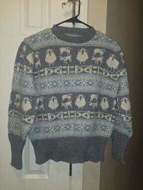 Vintage Moussie Susan Bristol Wool Blend Sheep Sweater